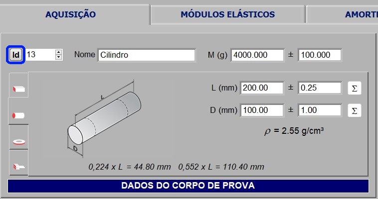 Botão para acesso ao módulo de cadastro de corpos de prova