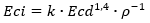 Eci=k∙〖Ecd〗^1,4∙ρ^(-1)