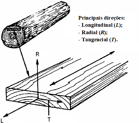 Figura 2 - Principais direções adotadas para madeiras [4].
